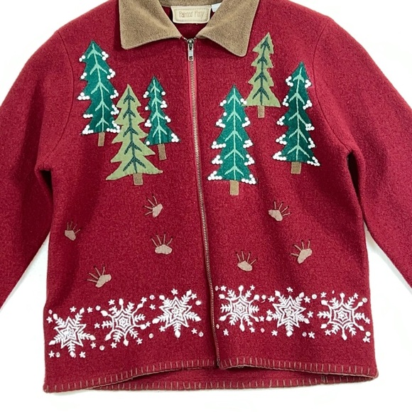 Painted pony red women’s full zip Christmas cropped jacket size medium - Picture 14 of 16